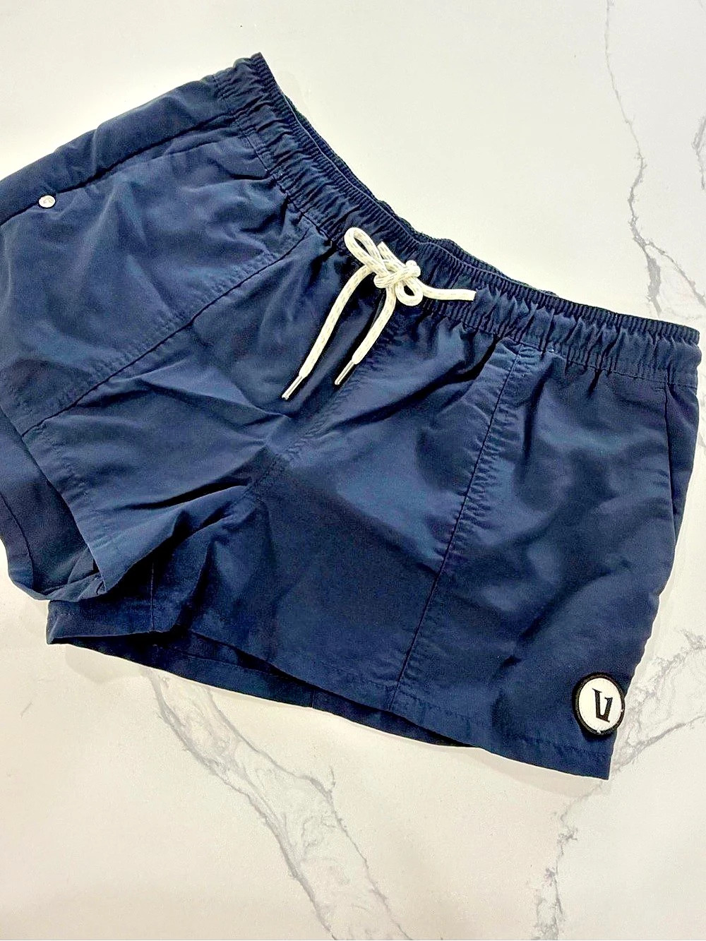 Vuori Sunwashed Drawstring Performance Shorts Ink Blue Women's Size Small